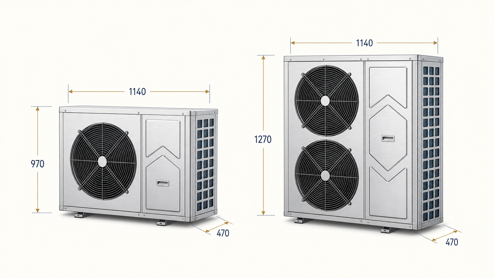 Dimension drawing for the GOLD R410A SK22 and SK30 heat pumps